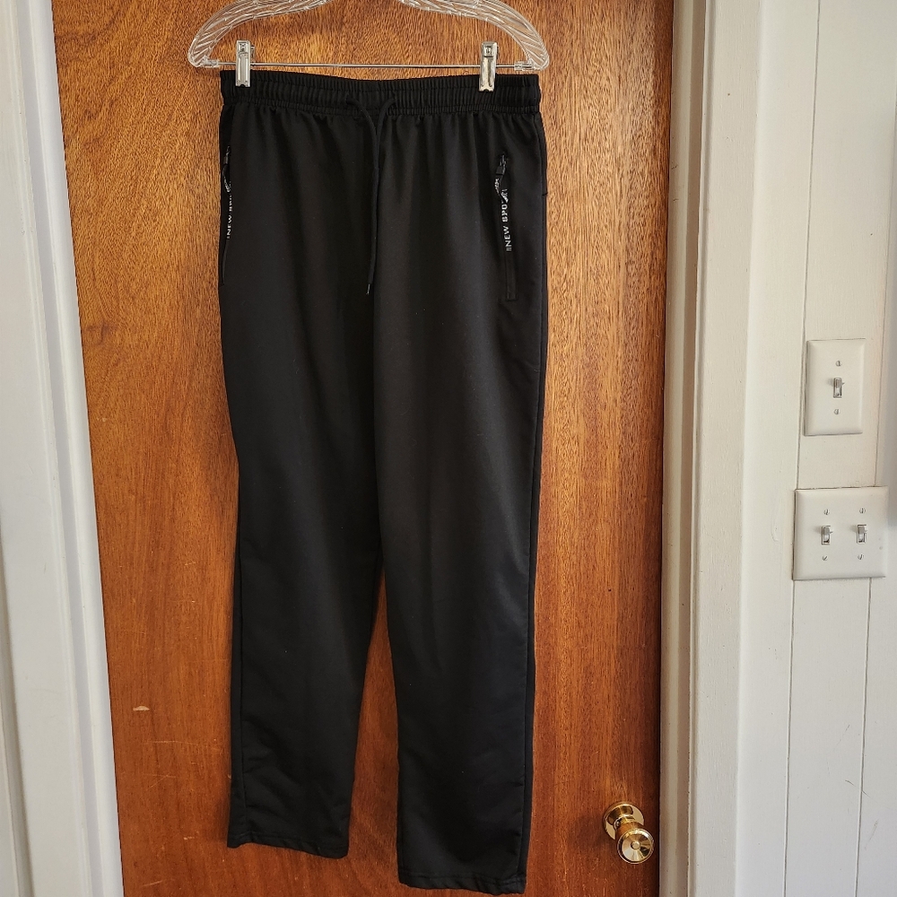 Men's Athletic Running Sport Workout Fitness Gym Zip Pocket Jogger Sweat Pants L
